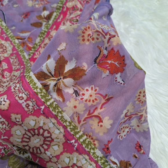 Free People Havana Blue Floral Print Sleeveless Surplice Top - Small - Picture 10 of 15